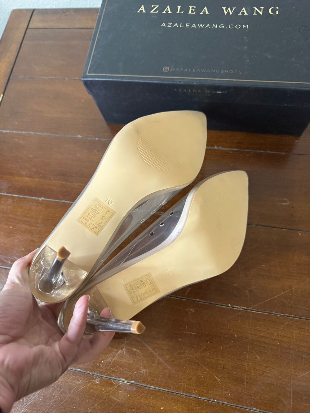 Alexandre Wang Nude Pointed-Toe Clear Slingback Heels - Picture 6 of 7